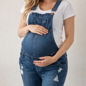 Classic Blue Maternity Denim Overalls